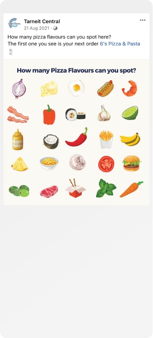 Pizza flavours Facebook post
