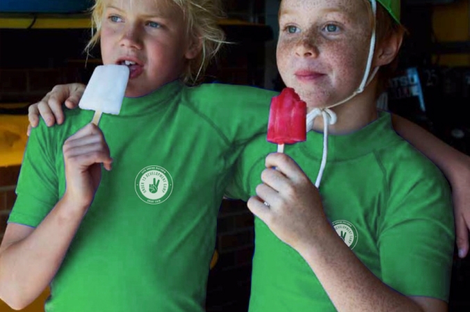 Two boys enjoying ice cream